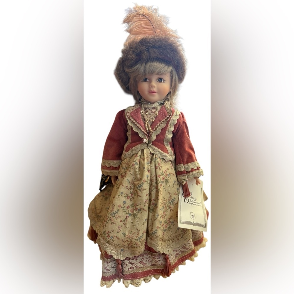 Classic Porcelain Doll with Red Dress